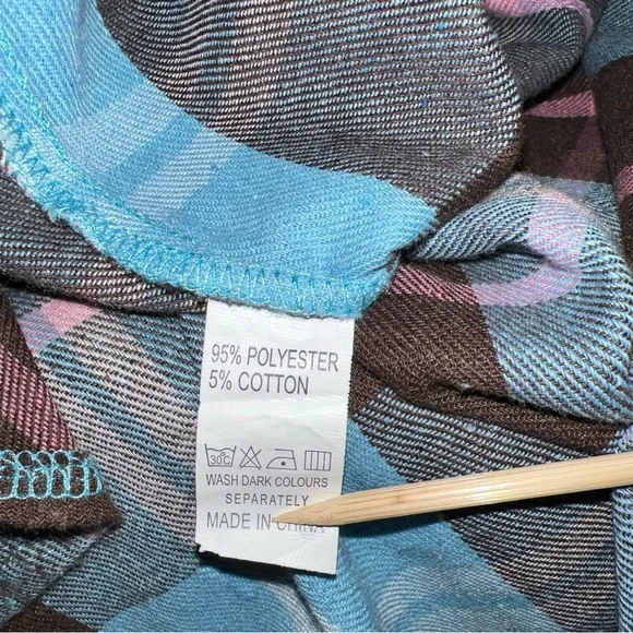 4X Multi Colored Plaid Flannel Button Down Tunic Soft Western Cowgirl Plus Sz. - Picture 5 of 8